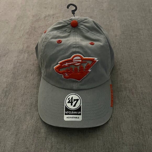 Minnesota Wild Hat Cap Adjustable Strap Back Adult Gray Hockey '47 Brand NWT - Picture 1 of 9